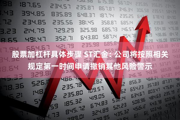 股票加杠杆具体步骤 ST汇金: 公司将按照相关规定第一时间申请撤销其他风险警示