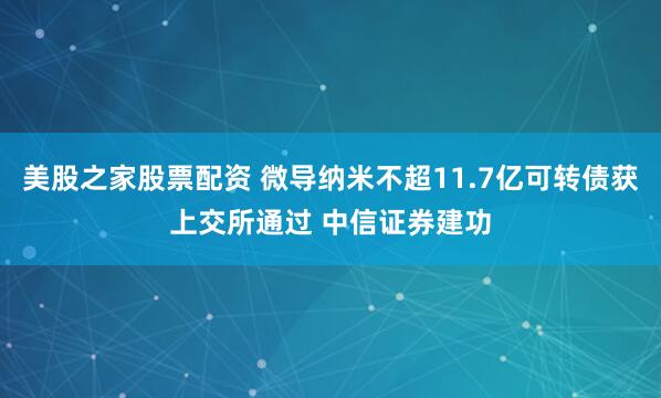 美股之家股票配资 微导纳米不超11.7亿可转债获上交所通过 中信证券建功